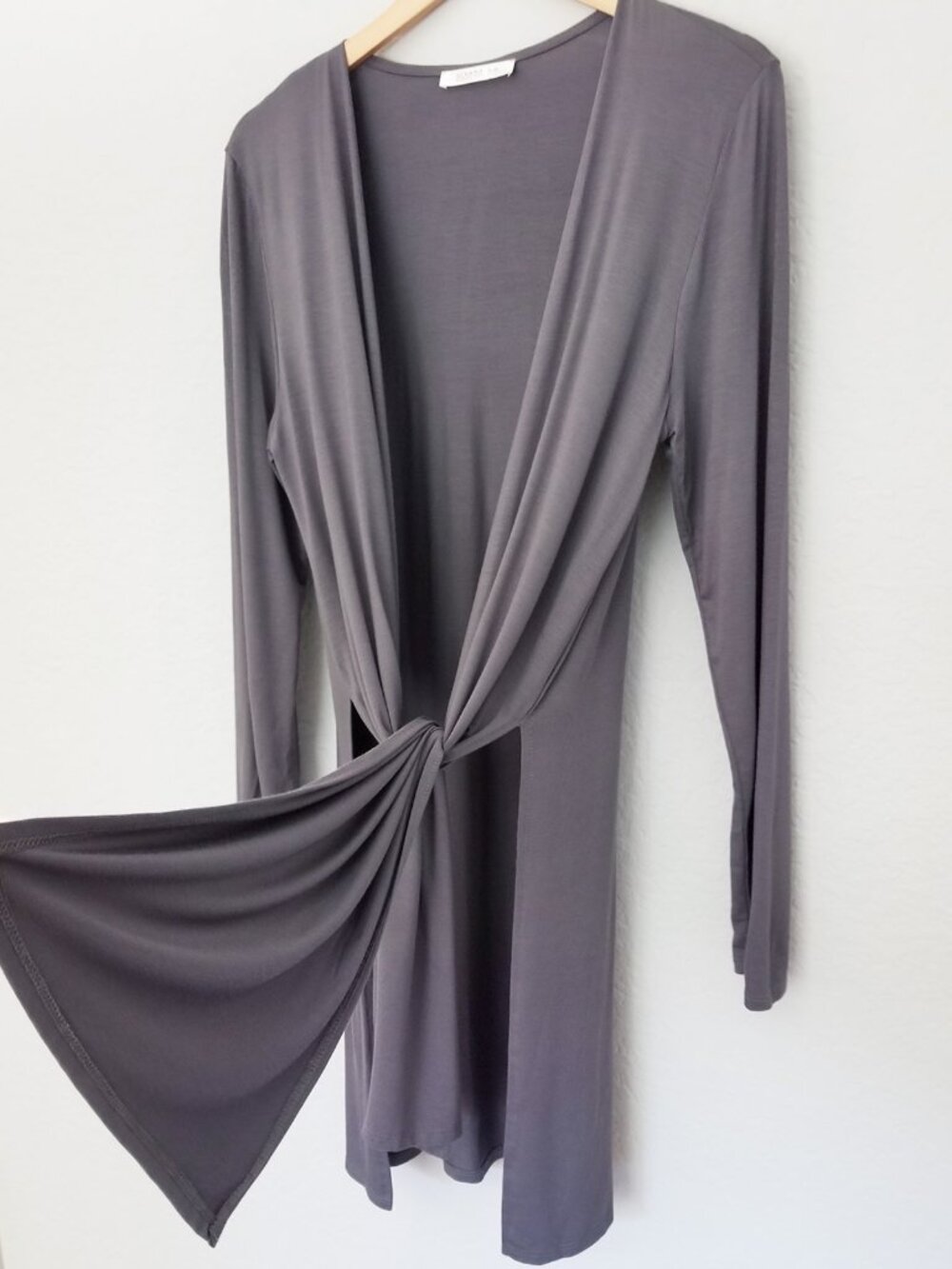 Sivana Bamboo Yoga Wrap Cardigan Size M Grey Gray $118 USA Soft Stretch Slits - Picture 12 of 15